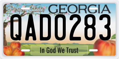 GA license plate QAD0283