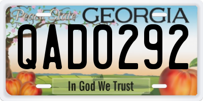 GA license plate QAD0292