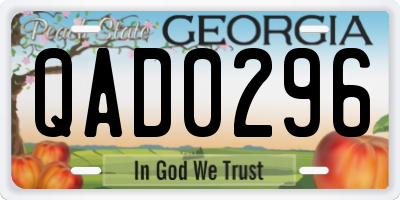 GA license plate QAD0296