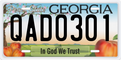 GA license plate QAD0301