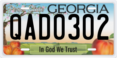 GA license plate QAD0302