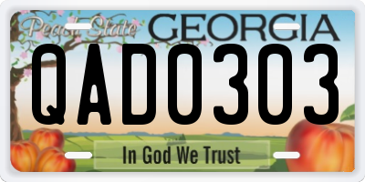 GA license plate QAD0303