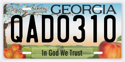 GA license plate QAD0310