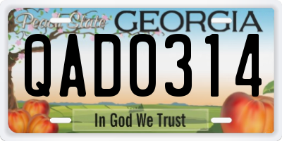 GA license plate QAD0314