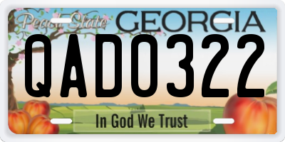 GA license plate QAD0322