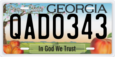 GA license plate QAD0343