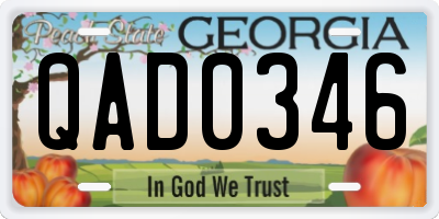 GA license plate QAD0346