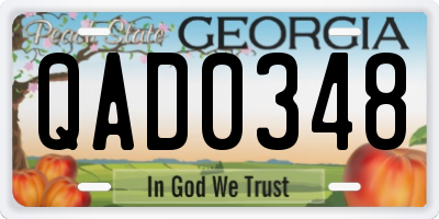 GA license plate QAD0348