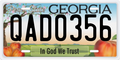 GA license plate QAD0356