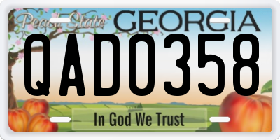 GA license plate QAD0358
