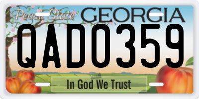 GA license plate QAD0359