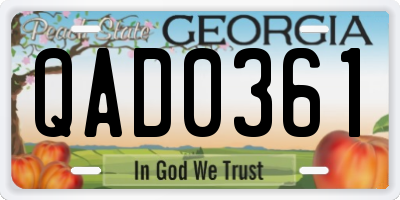GA license plate QAD0361