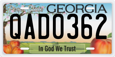 GA license plate QAD0362