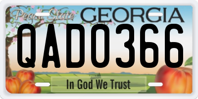 GA license plate QAD0366