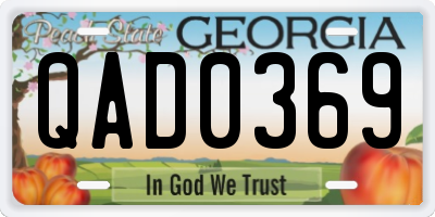 GA license plate QAD0369