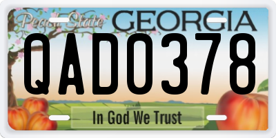 GA license plate QAD0378