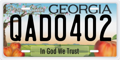 GA license plate QAD0402