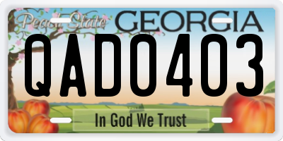 GA license plate QAD0403