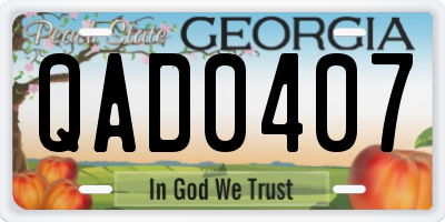 GA license plate QAD0407