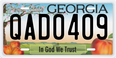 GA license plate QAD0409