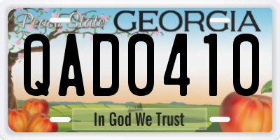 GA license plate QAD0410