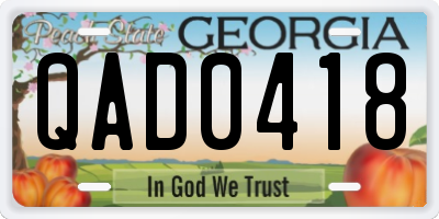 GA license plate QAD0418