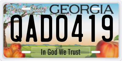 GA license plate QAD0419