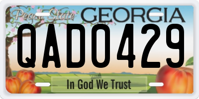 GA license plate QAD0429