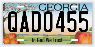 GA license plate QAD0455
