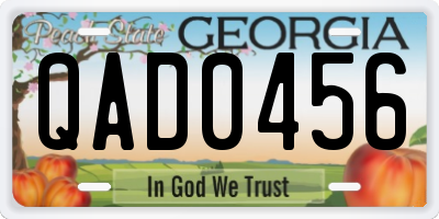 GA license plate QAD0456