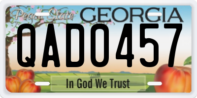 GA license plate QAD0457