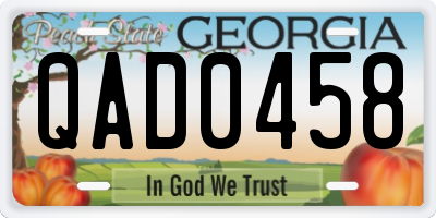GA license plate QAD0458
