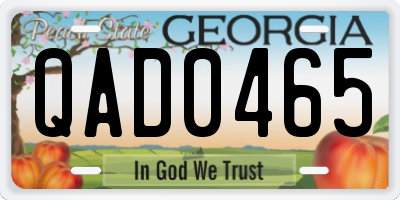 GA license plate QAD0465