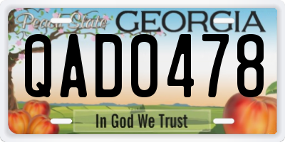 GA license plate QAD0478