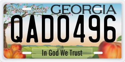 GA license plate QAD0496