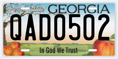 GA license plate QAD0502