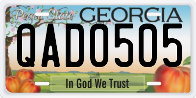 GA license plate QAD0505