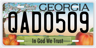 GA license plate QAD0509
