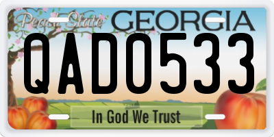 GA license plate QAD0533