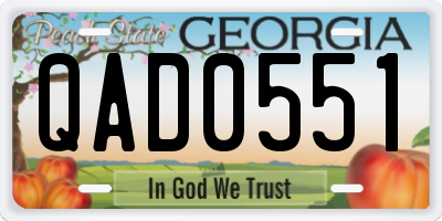GA license plate QAD0551