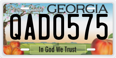 GA license plate QAD0575