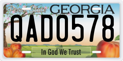GA license plate QAD0578