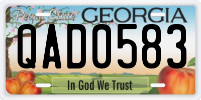 GA license plate QAD0583