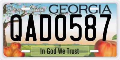 GA license plate QAD0587