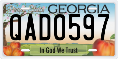GA license plate QAD0597