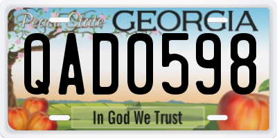 GA license plate QAD0598