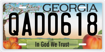 GA license plate QAD0618