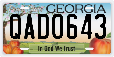 GA license plate QAD0643