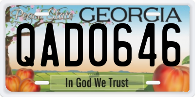 GA license plate QAD0646