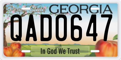 GA license plate QAD0647